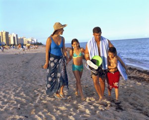 Family on beach